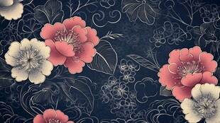 深蓝底花卉复古图案纹理