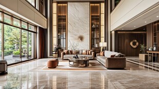 豪华现代风挑高客厅空间