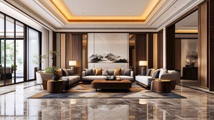 中式豪华客厅室内设计效果图