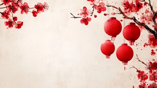 红梅灯笼营造喜庆氛围