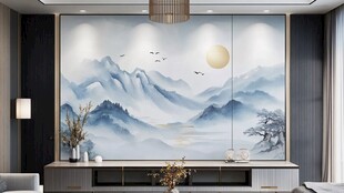 新中式山水客厅背景墙