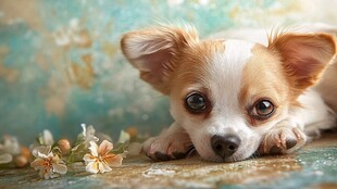 趴着的可爱吉娃娃小狗