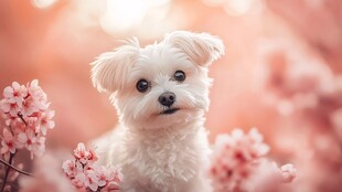 春日萌犬赏烂漫樱花