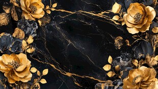 黑金花卉大理石奢华背景