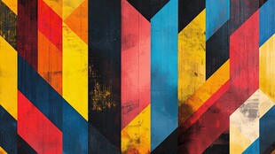 多彩几何图案墙面艺术