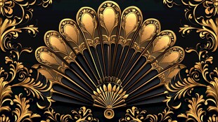 华丽黑金扇形装饰图案