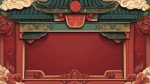 中式古典建筑边框背景图