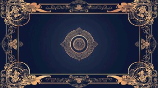 深蓝金框华丽装饰背景图