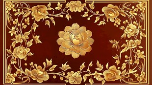 金色花卉边框华丽图案