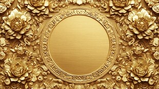 金色雕花圆框华丽背景