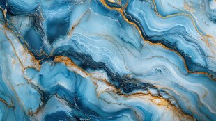 蓝金交织的梦幻大理石纹理