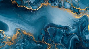 蓝金交融流体艺术纹理