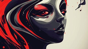 暗黑风格红黑系女性头像