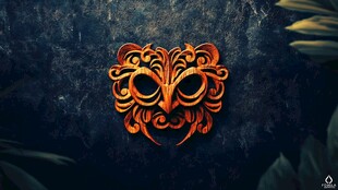 橙色神秘花纹面具设计图