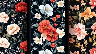 花卉图案布料展示