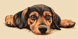 趴着的可爱腊肠犬