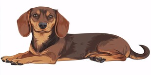 趴着的可爱腊肠犬插画