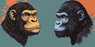 双猩猩头像插画艺术风