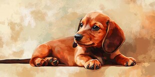可爱腊肠犬惬意趴卧