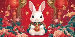 兔年贺岁 可爱白兔迎新春