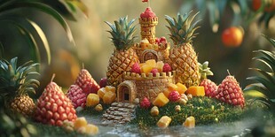 菠萝打造的梦幻水果城堡