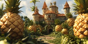 菠萝环绕的奇幻童话城堡