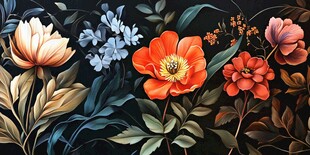 复古花卉图案的精美装饰画