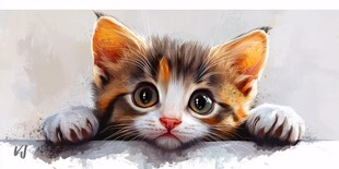 萌趣小猫探头张望