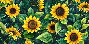 向日葵绿叶繁茂图案