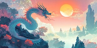 夕阳下的山间神龙