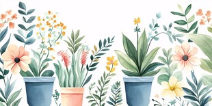 盆栽花卉装饰画