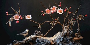 梅花鸟趣摆件 精致艺术风