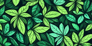 清新绿叶无缝图案背景