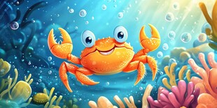 可爱螃蟹的海底欢乐世界