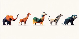 几何风多彩野生动物集合