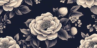 复古花卉深色背景图案