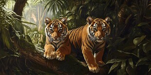 丛林双虎图