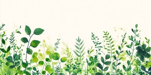 清新绿植水彩风背景图