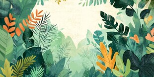 梦幻丛林植物插画背景