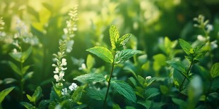 阳光下的清新绿植花卉