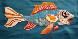 彩色刺绣鱼图案展示