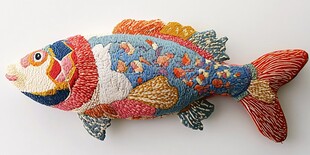 彩色刺绣鱼形手工艺品