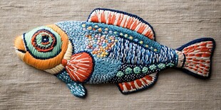 手工刺绣彩色立体小鱼