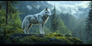 山林中的孤傲白狼