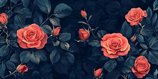 深红玫瑰与绿叶的梦幻组合