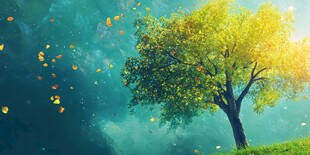 梦幻之树与飘落的金叶