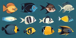 多彩热带鱼集合展示