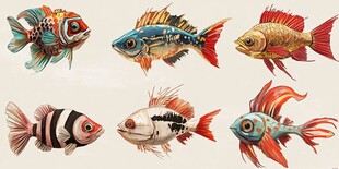 奇幻多彩观赏鱼插画集合