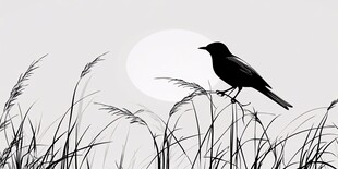 孤鸟立苇间 明月映天际