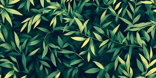 清新绿叶无缝图案背景